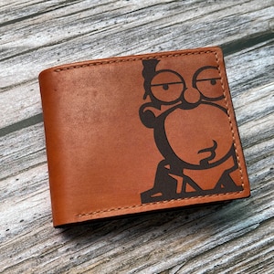 Animierte Komödie Charaktere Geldbörse, Koffer aus echtem Leder, Cartoon-Muster-Leder-Geldbörse, Geldbörse für Papa, lustiges Geschenk für Ehemann, Bruder