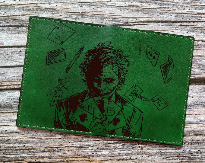 Joker Art Leather Passport Wallet, Supervillain Travel Bag