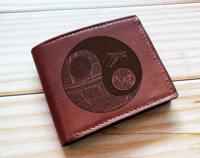 Star Wars Leather Wallet, Death Star Engraved Gift