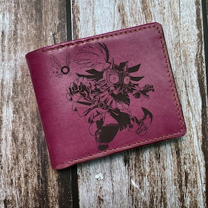Cartera de cuero de la leyenda de Zelda, ideas de regalos de aniversario de cumpleaños personalizados para novio, esposo, regalo personalizado para jugadores, billetera de Zelda para hombre