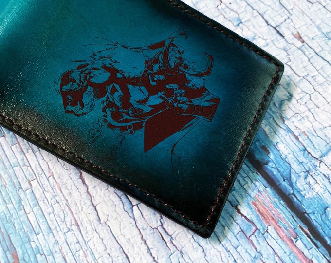 Handmade Leather Loki Wallet, Celtic Viking Design, Personalized Gift