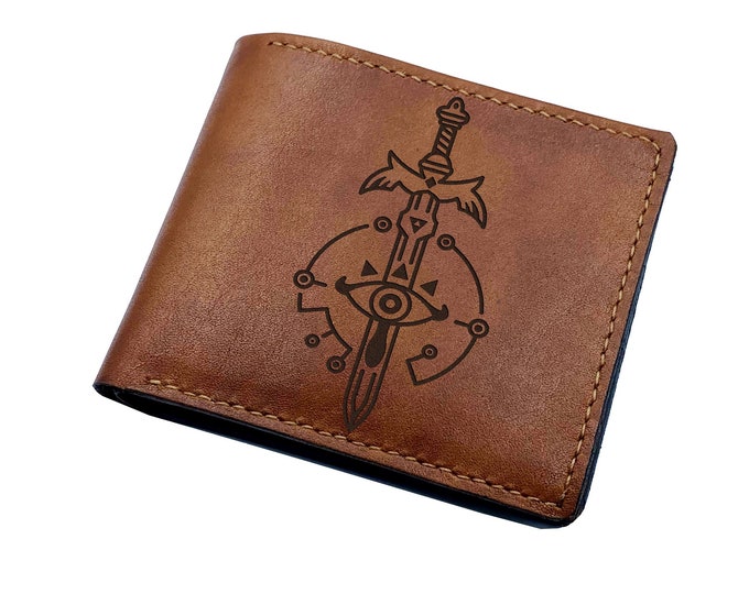 Zelda Leather Wallet: Master Sword Art, Gamer Gift