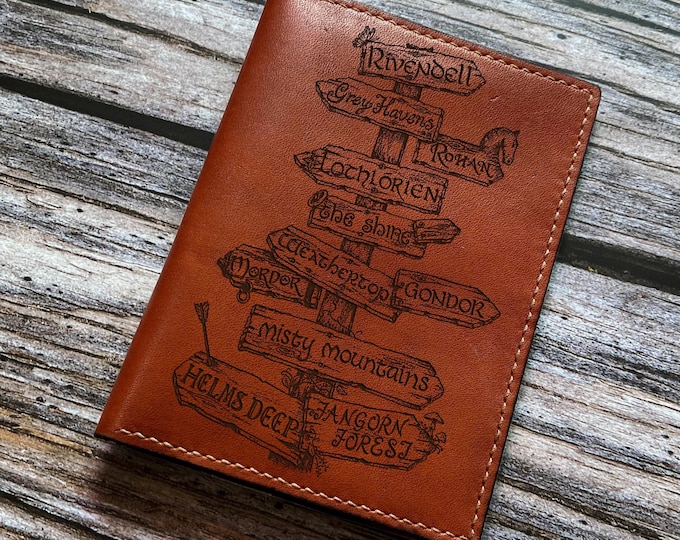 Lord of the Rings Leather Wallet: Middle Earth Sign, Custom Engraved