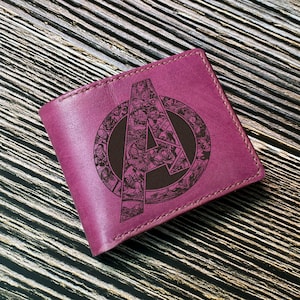 Cartera plegable con el logotipo de Avenger, cartera personalizada para hombre, ideas de regalo con símbolos de superhéroes, cartera para esposo, hermano, regalo para él