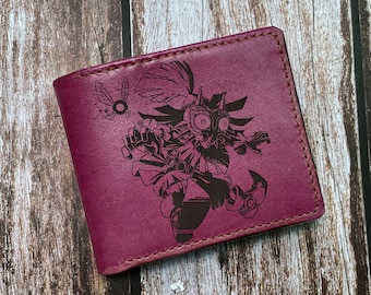 Legend of Zelda leather wallet, personalized birthday anniversary gift ideas for boyfriend, husband, custom gift for gamer, Zelda men wallet