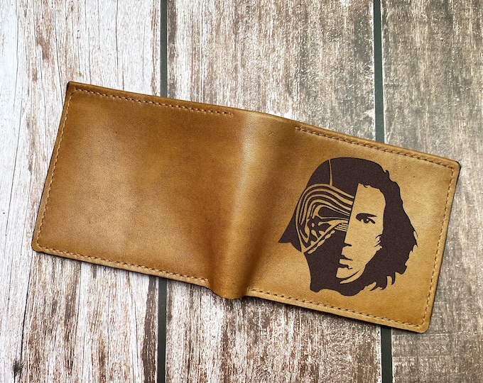 Engraved Starwars Leather Wallet, Custom Men's Gift