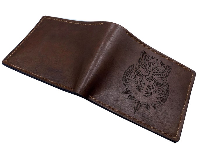 Black Panther Engraved Leather Wallet - Avenger Superhero Gift