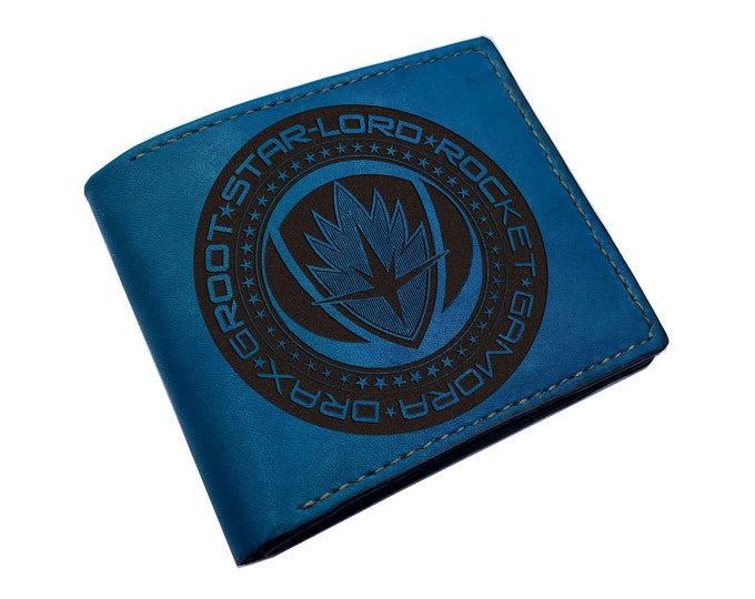 Guardians of the Galaxy Leather Wallet, Engraved Superhero Gift