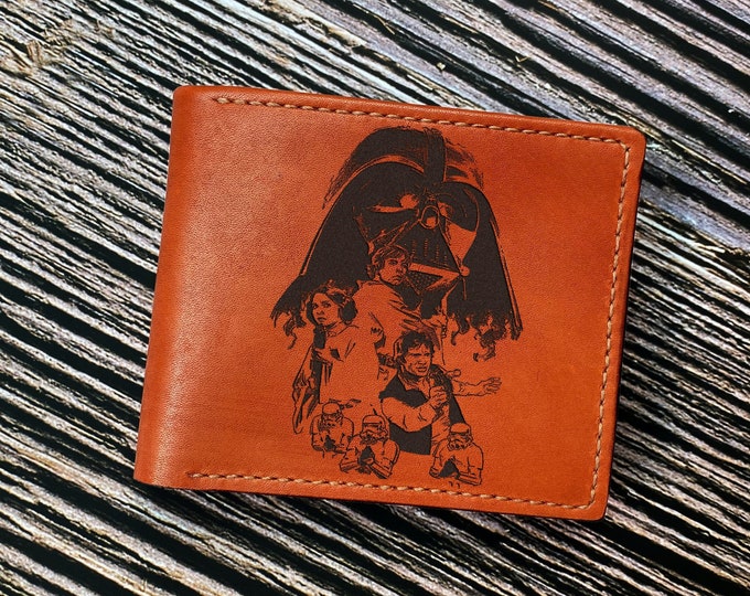 Star Wars Leather Wallet, Personalized Cowhide Bi-Fold