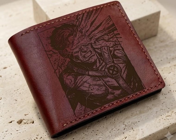 Cyclops superheroes leather wallet, personalized men gifts, wallet for him - 210826
