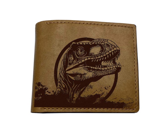 Engraved Dinosaur Leather Wallet