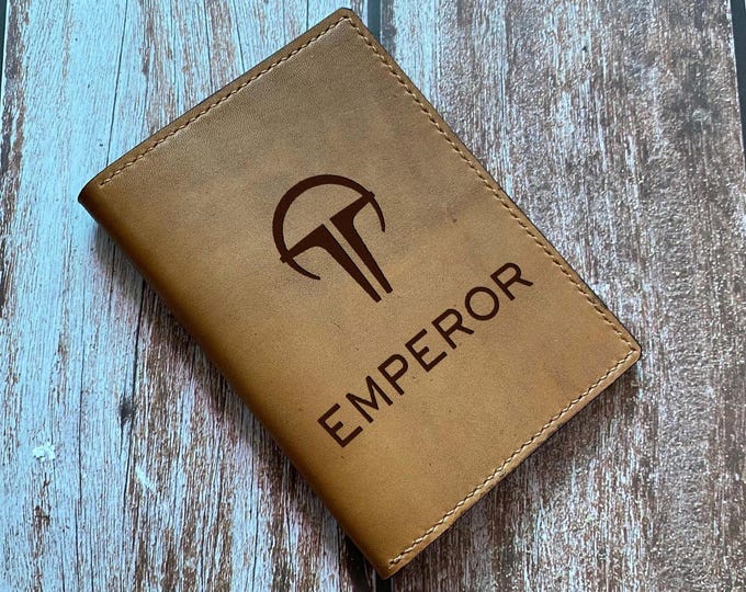 Emperor Leather Passport Wallet: Handmade Travel Gift, Custom Engraved