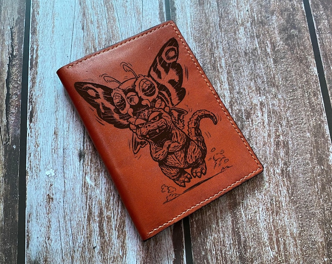Godzilla Mothra Leather Travel Wallet: Kaiju Monster Gift