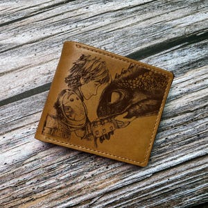 Toothless Dragon Leather Wallet: Engraved Cowhide Gift - Etsy