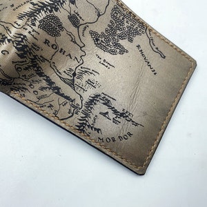 Middle Earth vintage map leather men's wallet, custom wallet for LOTR hobbit Rings of Power fan, personalized leather men's wallet zdjęcie 4