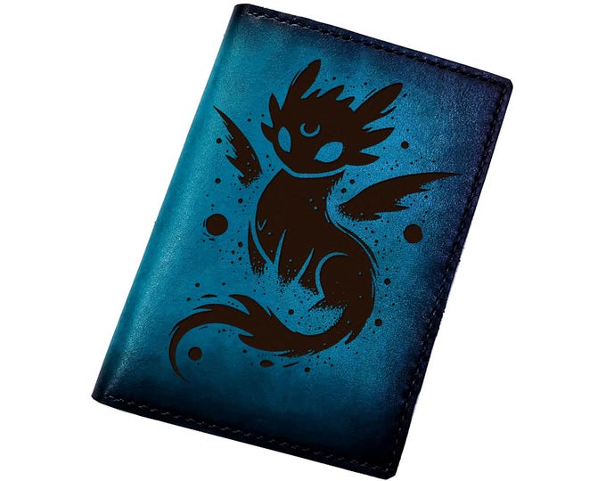 Handcrafted Leather Dragon Wallet: Custom Engraved Travel Case