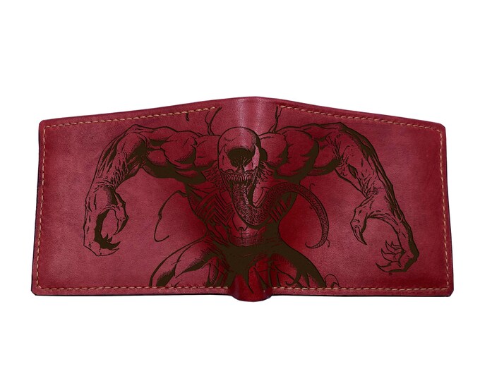Engraved Venom Carnage Leather Wallet: Anti-Hero Gift
