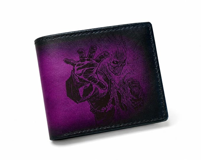 Ghost Rider Leather Wallet, Johnny Blaze Superhero Gift for Men, Personalized Present - 280726