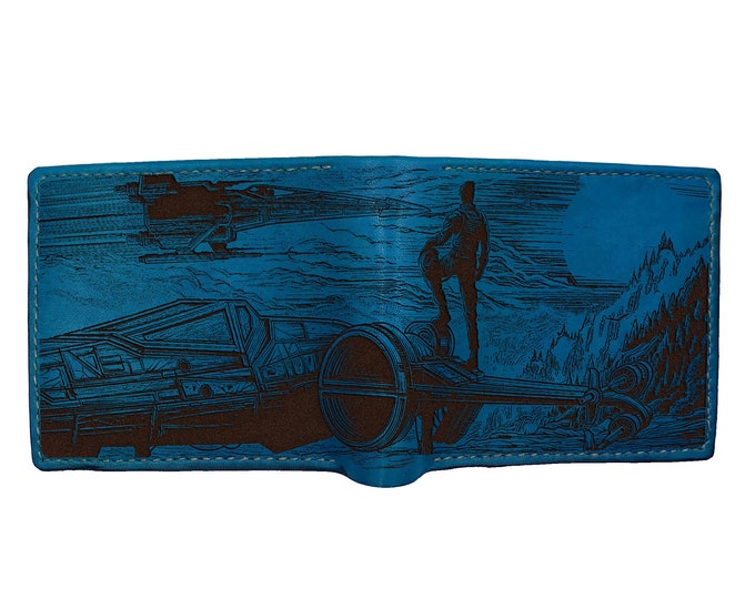 Star Wars Rebel Alliance Leather Wallet, Starship Art, Engraved Gift