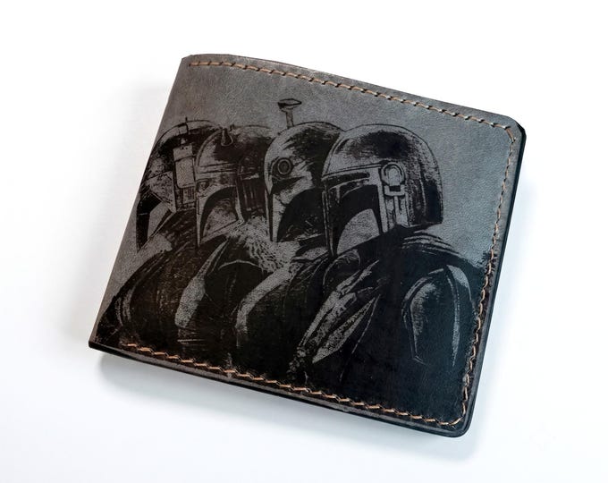 The Children of Mandalore handcrafted leather wallet, personalized engrave gift for boy - 050926
