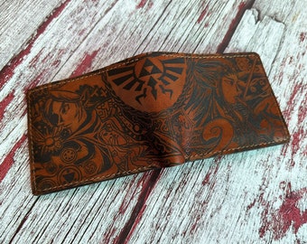 Legend of Zelda leather men's wallet, personalized Zelda gift ideas for him, Valentines Zelda present for boyfriend, gift for dad, husband