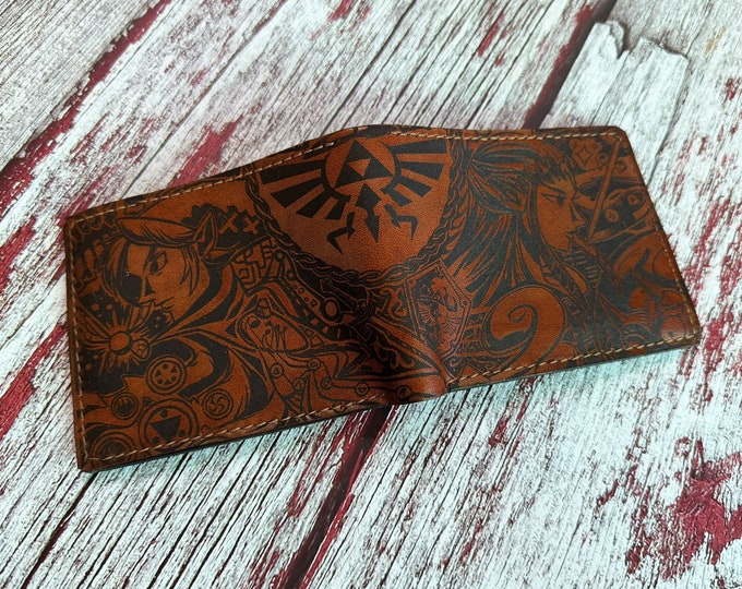 Legend of Zelda Leather Wallet: Personalized Engraved Gift