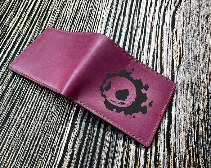 Personalized Leather Men's Wallet, Ghost Pokemon Design