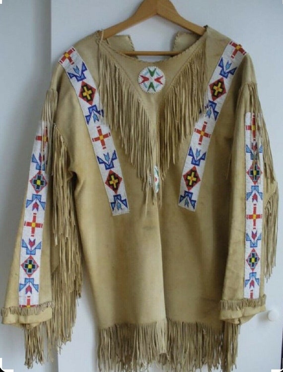 Native American Western Indian Suede Leather Jacket Fringes & - Etsy