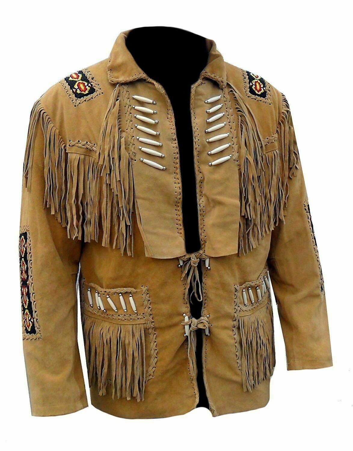 Men's Native American Cowboy Suede Leather Jacket With - Etsy