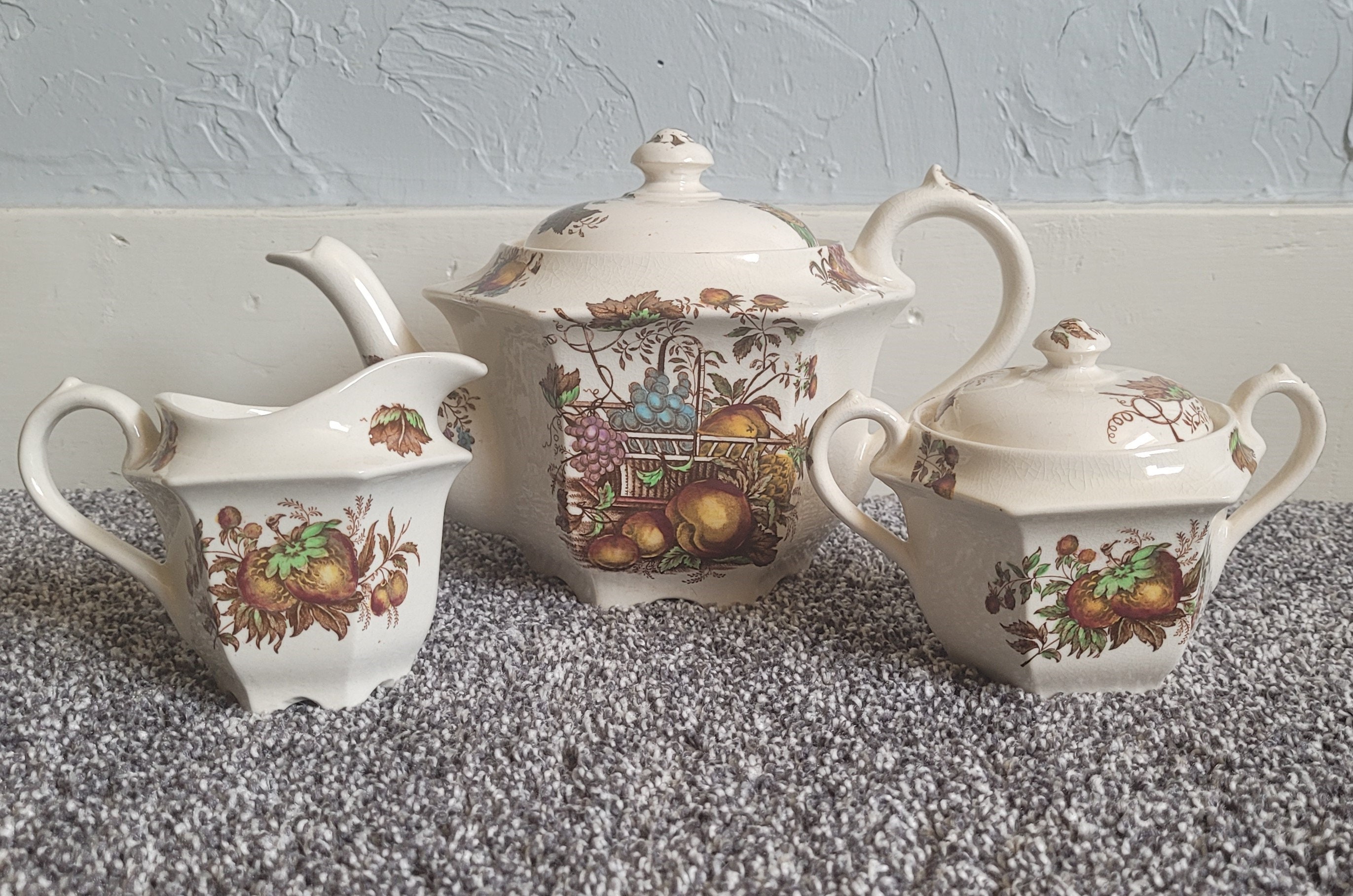 Sadler Tea Set Sadler Tea Set 3 Piece With Fruit Theme - Etsy