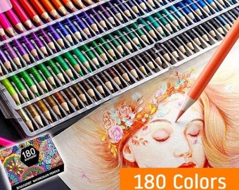 180 Pieces Color Pencils Set - Water Color Pencils - Professional Coloring Pencils - Colour Colored Pencils - Brutfuner - Gift for Artist