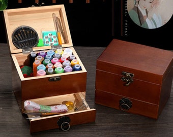 Printed Sewing Storage Basket Box Gift Set Sewing Tool Kit Accessories Case 