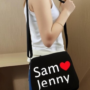 Sac à bandoulière personnalisé, sac à main personnalisé, ajoutez votre photo, oeuvre d'art ou logo, concevez votre sac, petit sac à main, cadeau personnalisé, bandoulière messager