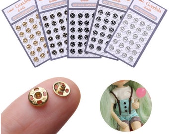 24 Pieces Doll Snap Fastener - Round Buttons for Dolls - 5 mm Small Mini Buttons for Sewing Fastening Knitting - Clothes Clothing Making