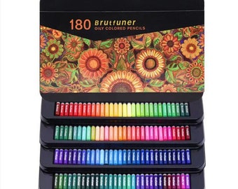 180 Pieces Coloring Pencils Set - Water Color Pencils - Professional Coloring Pencils - Colour Colored Pencils - Brutfuner - Gift for Artist