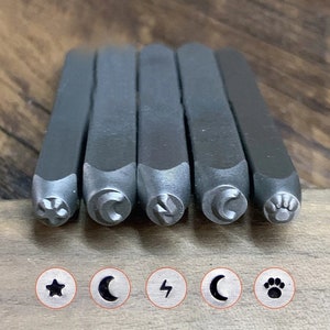 Metall Stempel , Blitz Mond Pfote Stern Symbol Design Stempel, Metallbearbeitung, Metall Stempel Stanzen Werkzeuge, Schmuckherstellung