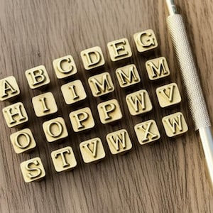 27 Pcs Letter Stamp Alphabet Punch Set Leather Craft Imprinted Metal Steel Punch Tools Letters Leatherworking Uppercase Block Letter Stamp