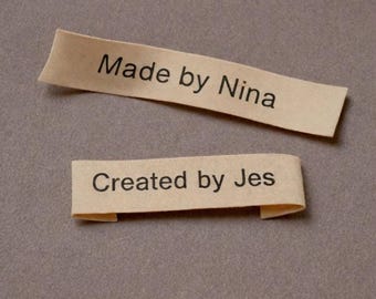 Custom Clothing Labels -  Cream Beige Cotton Fabric Sew in Sew on Labels - Personalized Cloth Tags for Clothes Cloth Labels - Fabric Garment