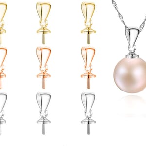 Screw Eye Pin Small Hole Cup Pearl Bail Peg for Half Drilled Beads Jewelry Making Pendants, Necklace Gems, Cabochon Bail, Top Drilled