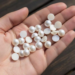 Perle semicircolari piatte color champagne bianco per abbellimenti - Perline sciolte 1,5 mm 2 mm 2,5 mm 3 mm 4 mm 5 mm 6 mm 7 mm 10 mm 12 mm 50 mm