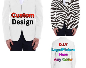 Personalized Suit - Custom Suit with Logo Picture Text Background - Made to Order - Gift for Dad Husband Men - Mens Suit - Mens Coat Blazer