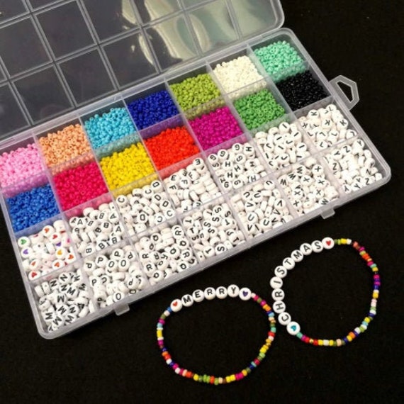 Wholesale DIY Letter & Seed Beaded Bracelet Keychain Making Kit