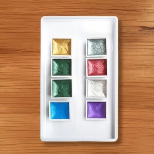12 Colors Solid Watercolor Paints Set Textured Pearlescent Pigment Metallic Glitter Portable Painting Art Supplies Pallette d Acuarela Suit image 3