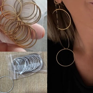 20 Pcs Earring Hoops - Round Big Rings - Gold Silver Earring Circles Connectors - Hoop Earring Blanks - Earring Findings - Jewelry Making
