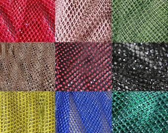 Rhinestone Mesh Fabric, Solid Color Mesh Fabric, Fabric by the Meter by the Yard, Fabric for Furniture, Backback, Totes, Wallets, Chairs Net
