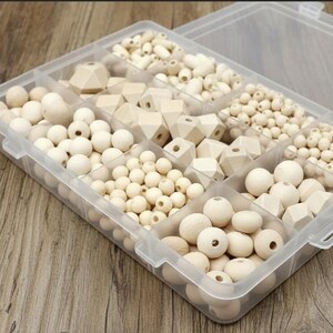 Natural Wood Beads 6mm - 18 mm, Bead Destash, Unfinished Wood Beads, Round Beads, Geometric Macramé Beads, Jewelry Supply Large Wooden Beads