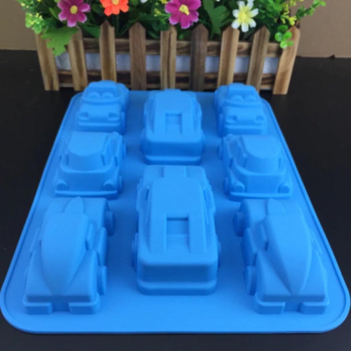 Car Cake Mold Racing Car 8 Cavity Flexible Silicone Choclate Etsy
