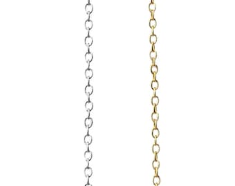 1 Meter 925 Sterling Silver Chain for Jewelry Making, Gold Chains Findings, Body Chains Crafts Accessories Flat Link Chain Bracelet Necklace