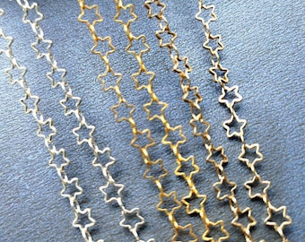 Star Chain for Jewelry Making, Gold Silver Chains Findings, Stars Body Chains Crafts Accessories Wholesale Star Link Chain Bracelet Necklace