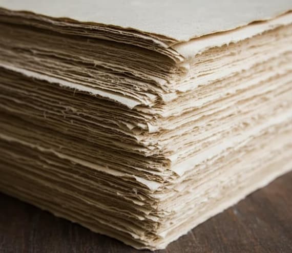 桑紙シート - ナチュラルカラーの書道用紙 - 手漉き紙 - 薄い上質紙